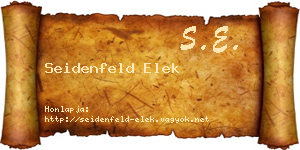 Seidenfeld Elek névjegykártya